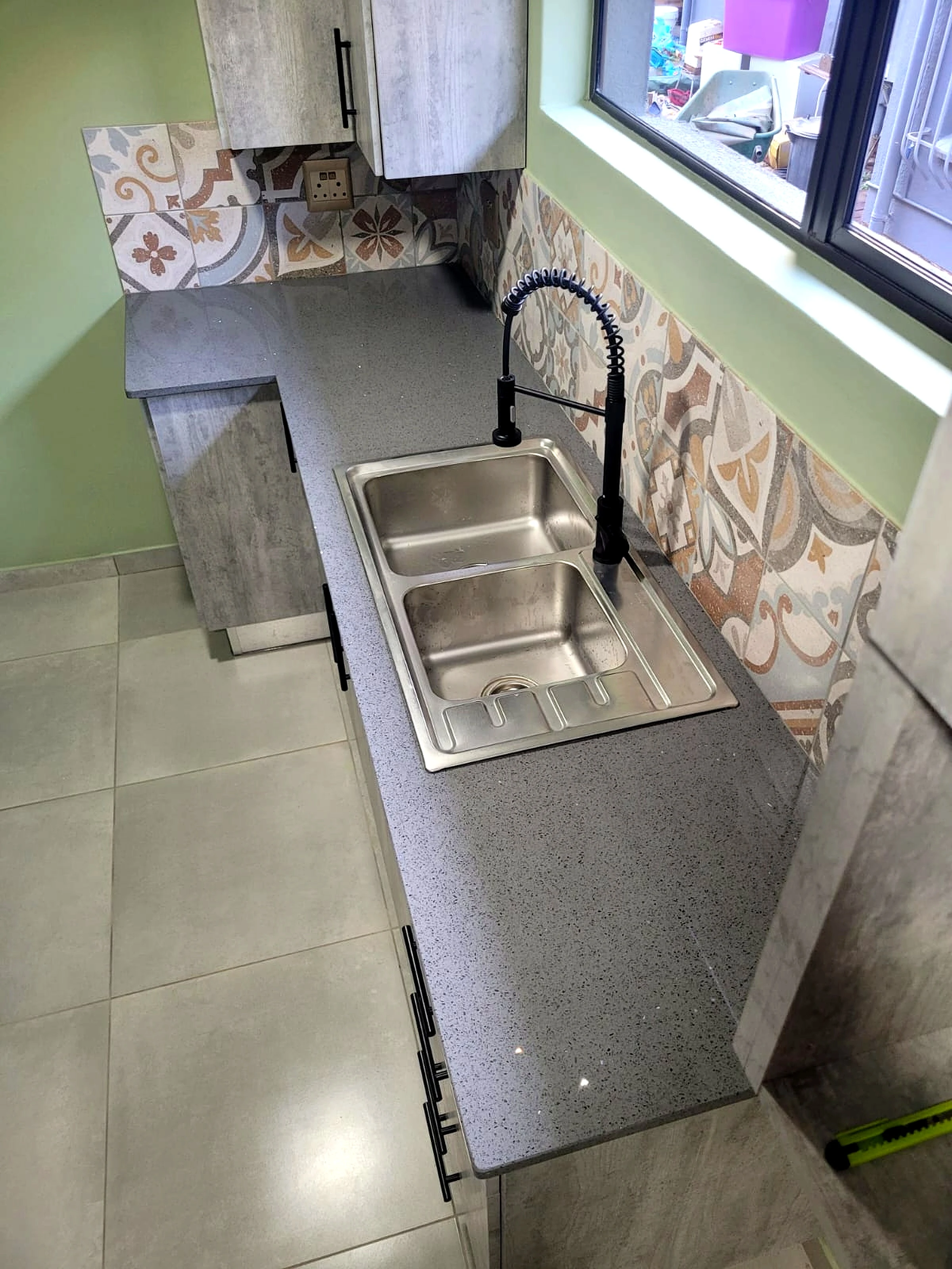 Commercial stainless steel sink installation for a commercial interior project