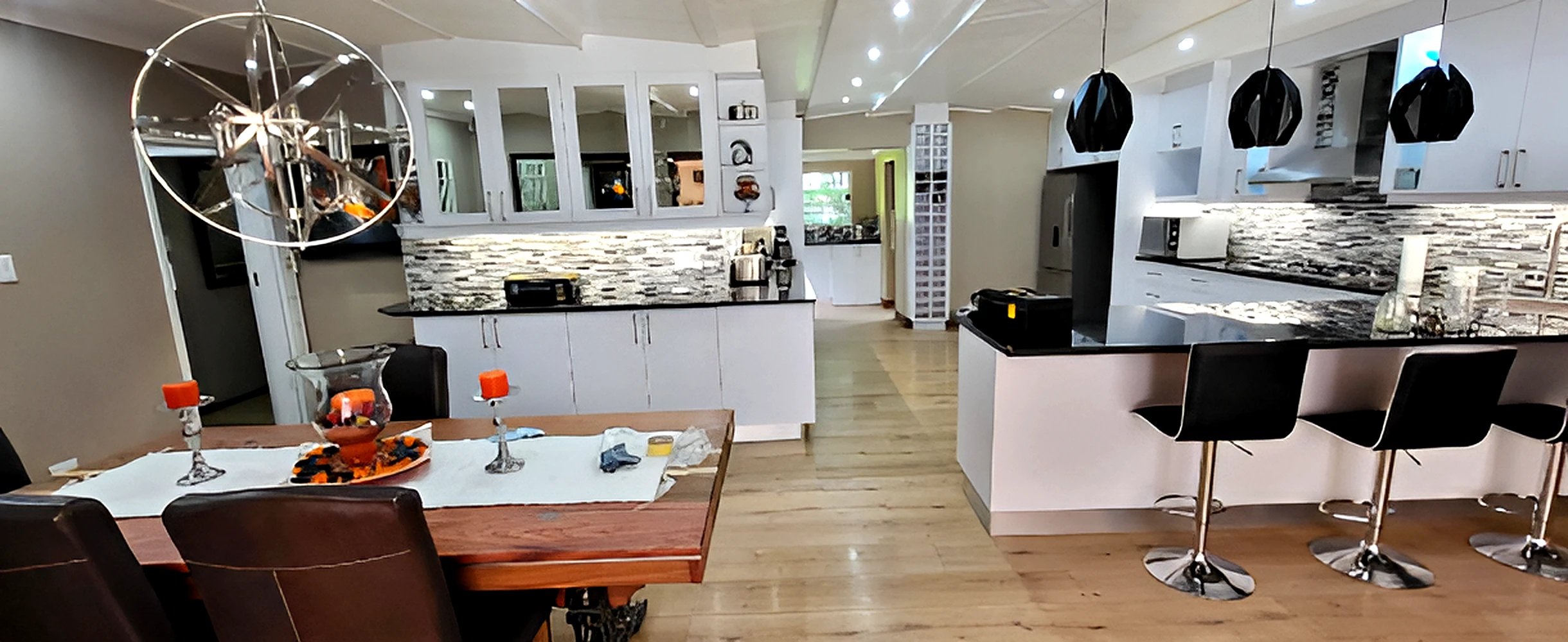 Open plan kitchen and dining interior renovation