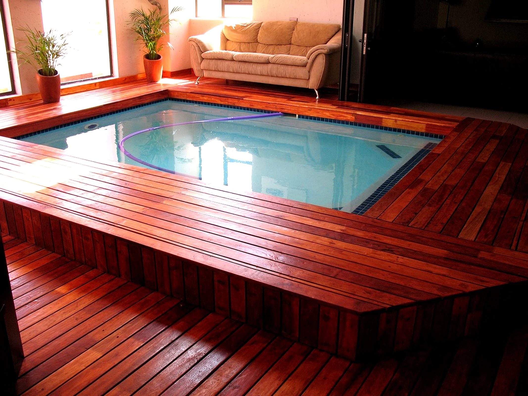 Timber deck and plunge pool design for an outdoor living area